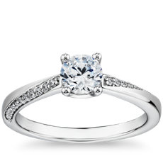 Pave Swirl Diamond Engagement Ring in 14k White Gold (1/10 ct. tw.)